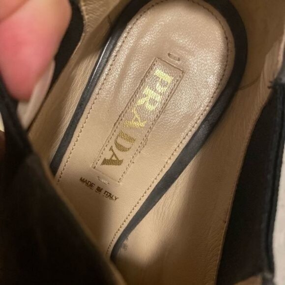 Prada Suede Peep Toe Wedge Ankle Booties - Picture 6 of 9